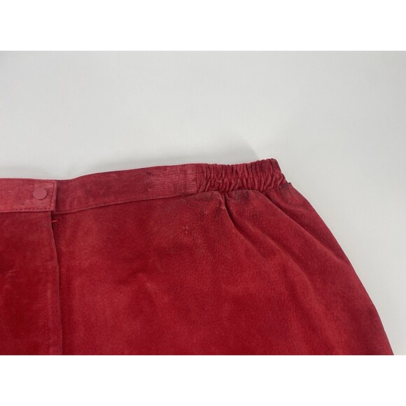 Vintage 90s Boho Western Cowgirl Rodeo Indie Sleaze Red Suede Fall Winter Skirt - Picture 12 of 15